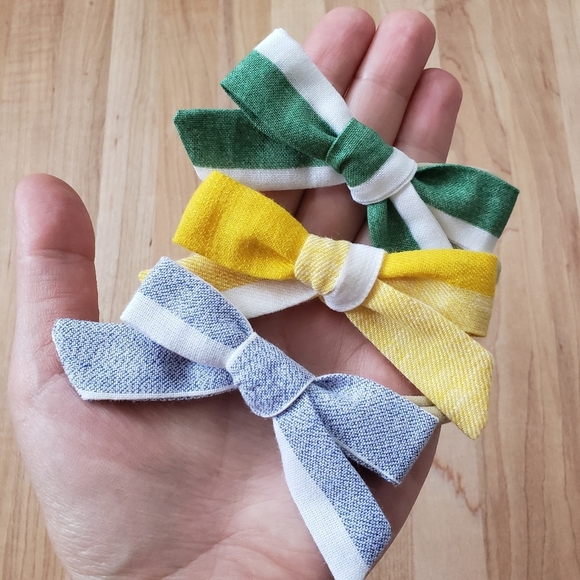 3 NEW Handmade Cotton Newborn/ Toddler Bows Headband set - Picture 2 of 3